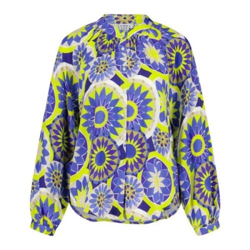 Bloemenblouse Losse Pasvorm Knoopsluiting Emily Van den Bergh , Multic...