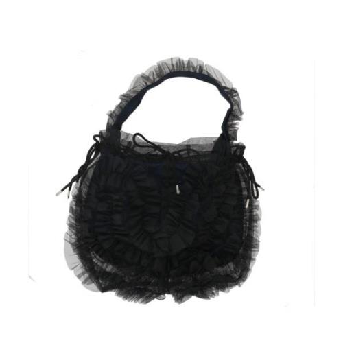 Zwarte Tule Handtas met Zilveren Hardware Molly Goddard , Black , Dame...