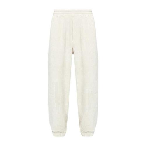 Witte Corduroy Pull-On Broek Emporio Armani , White , Heren