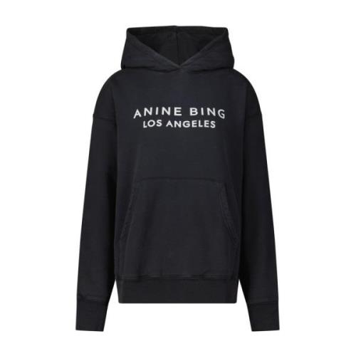 Logo Print Oversized Hoodie Anine Bing , Black , Dames