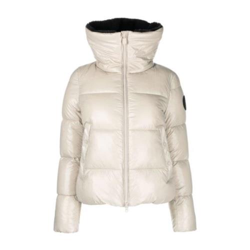 Beige Gewatteerde Jas Faux-Fur Kraag Save The Duck , Beige , Dames