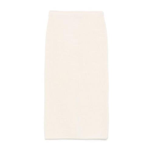 Geribbelde Wol Kasjmier Midi Rok Theory , Beige , Dames