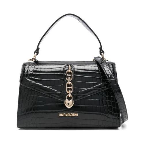 Zwarte Krokodileffect Omslagtas Love Moschino , Black , Dames