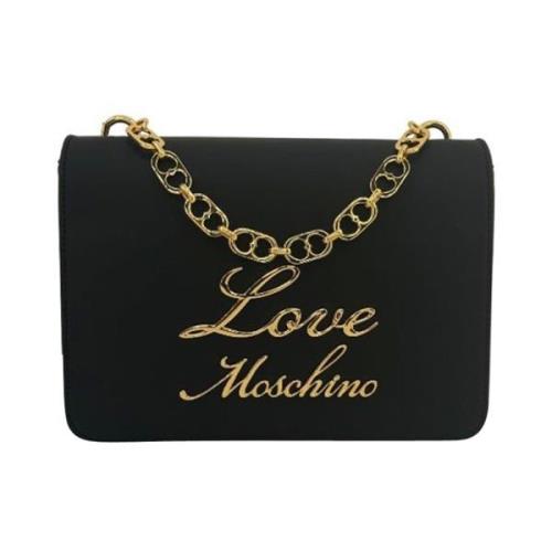 Modieuze Handtas met Hartdecoratie Love Moschino , Black , Dames