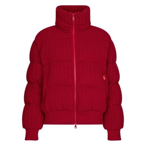 Rode Gebreide Rib Donsjas add , Red , Dames