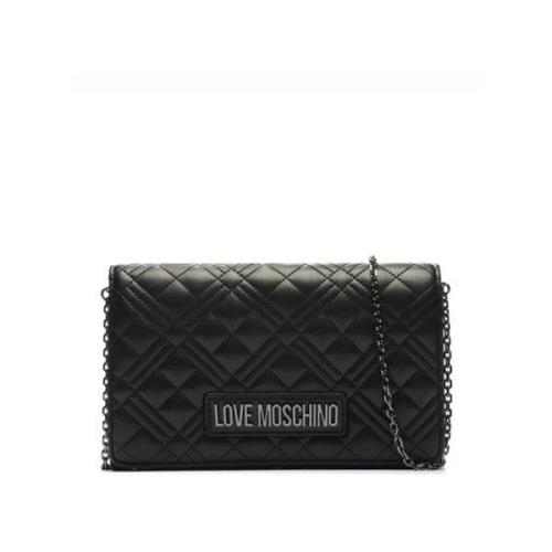 Zwarte Eco Leren Schoudertas Love Moschino , Black , Dames