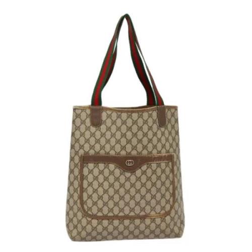 Pre-owned Leather totes Gucci Vintage , Beige , Dames