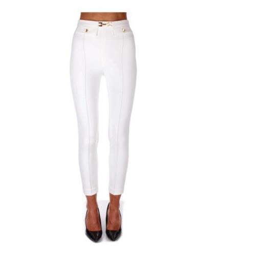 Ivoor Broek met Zijrits en Knoop Elisabetta Franchi , White , Dames