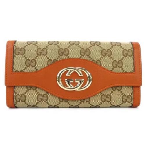 Pre-owned Canvas wallets Gucci Vintage , Beige , Dames