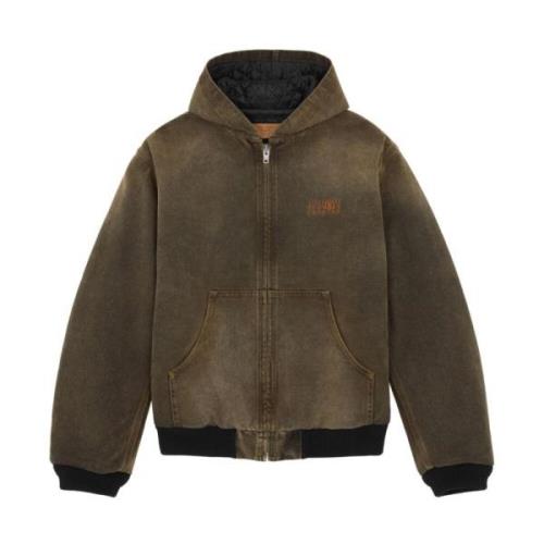 Bruine Katoenen Denim Gewatteerde Jas MM6 Maison Margiela , Brown , Da...