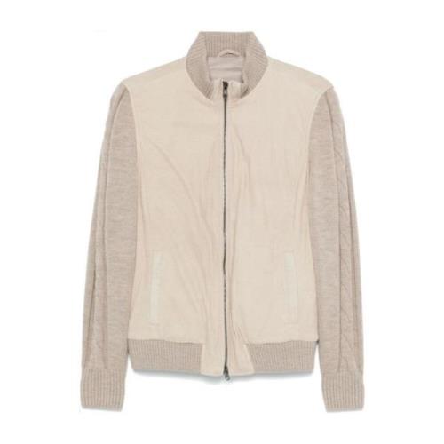 Suede Zip Jacket Dove Grey Barba , Beige , Heren