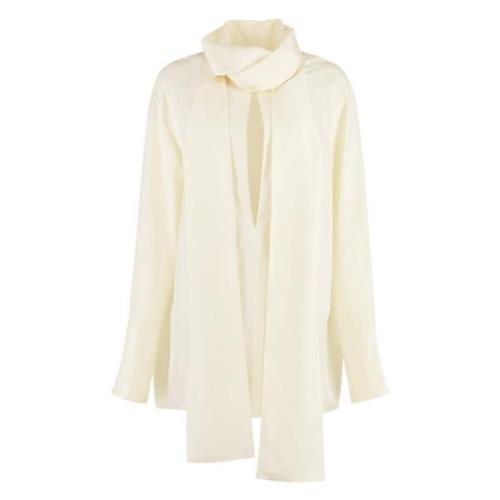 Zijden Blouse met -Bow Kraag Givenchy , Beige , Dames