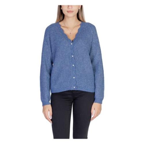 Blauwe V-Neck Button-Up Cardigan Vila , Blue , Dames