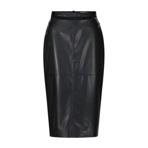 Midi Rok van Imitatieleer met Kettingdetail Raffaello Rossi , Black , ...