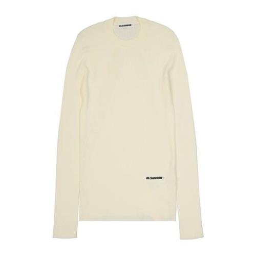 Logo Fitted Jumper met Crew Neck Jil Sander , Beige , Dames