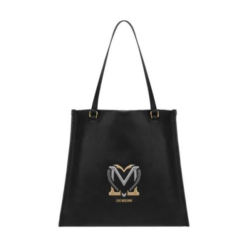 Zwarte Shopper Tas met Hart Logo Love Moschino , Black , Dames