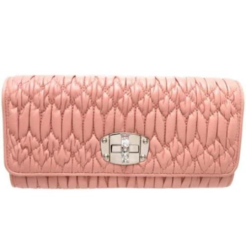 Pre-owned Leather wallets Miu Miu Pre-owned , Pink , Dames