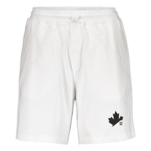 Logo Print Katoenen Sweatshorts Dsquared2 , White , Heren