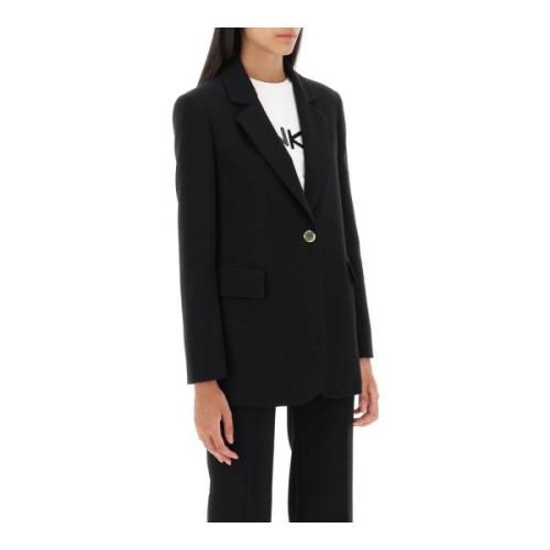 Stretch Crepe Single-Breasted Blazer Pinko , Black , Dames