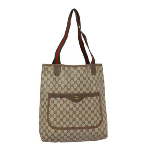 Pre-owned Leather totes Gucci Vintage , Beige , Dames