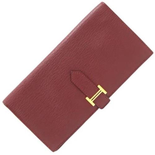 Pre-owned Leather wallets Hermès Vintage , Red , Dames