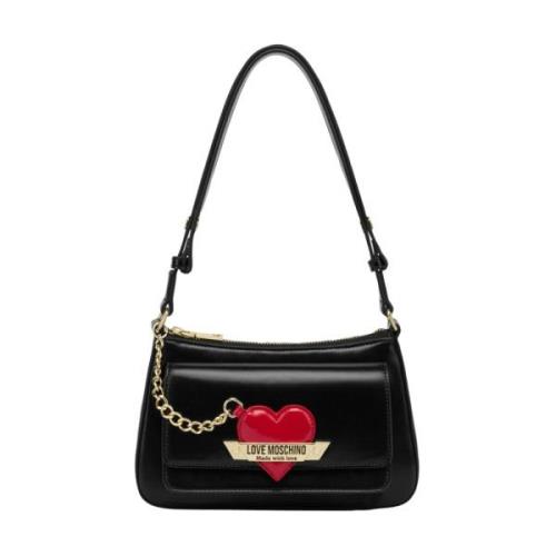 Zwarte Schoudertas met Ritssluiting Love Moschino , Black , Dames