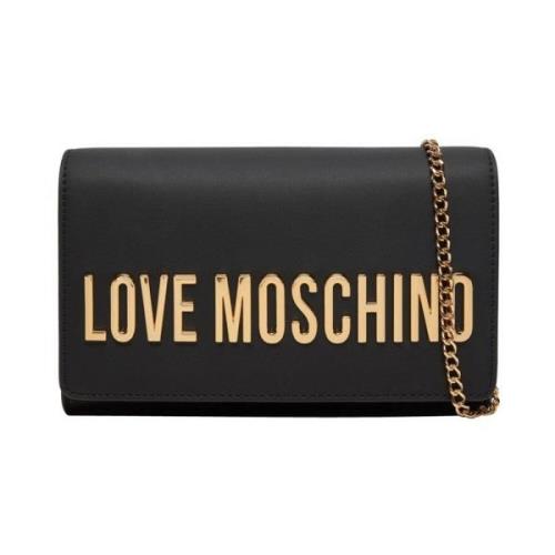 Zwarte Schoudertas, Magnetische Sluiting Love Moschino , Black , Dames