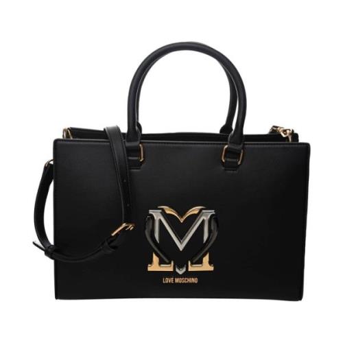 Kleurrijke Heart Pu Sh Shopper Tas Love Moschino , Black , Dames