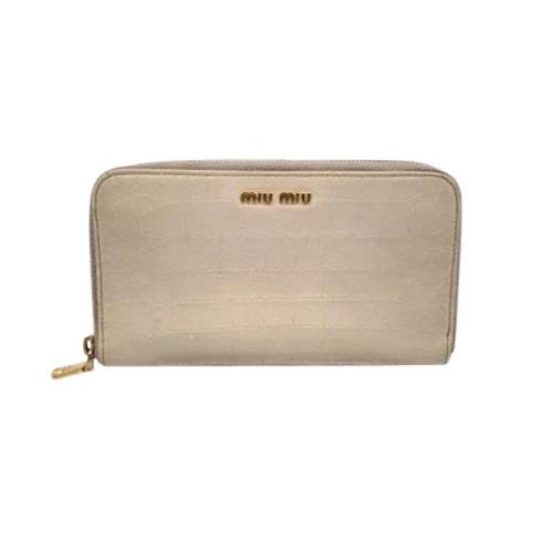 Pre-owned Leather wallets Miu Miu Pre-owned , Beige , Dames