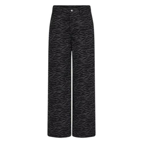 ZebraCC Straight Leg Broek Zwart Co'Couture , Black , Dames