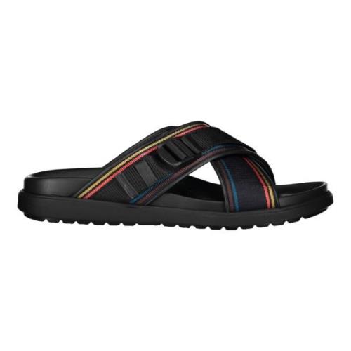 Leren Stoffen Slippers Ronde Neuslijn PS By Paul Smith , Black , Heren