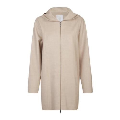 Wollen jas met capuchon en rits Eleventy , Beige , Dames