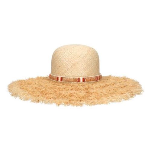 Bohemian Franje Raffia Hoed Borsalino , White , Dames