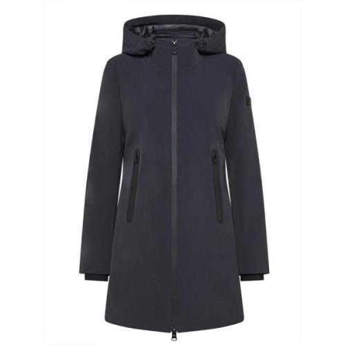 Blauwe Parka Jas met Zwarte Details Peuterey , Blue , Dames