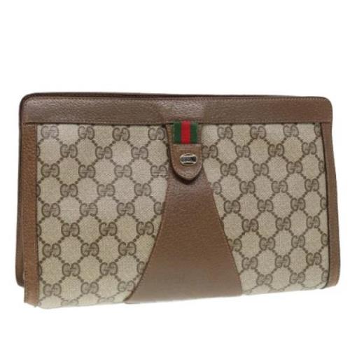 Pre-owned Leather clutches Gucci Vintage , Beige , Dames