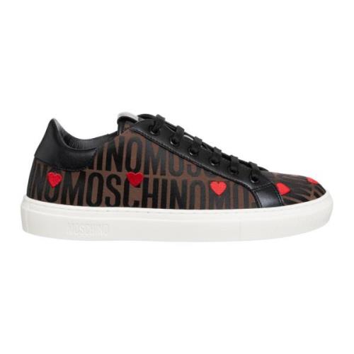 Logo Sneakers Multicolor Vetersluiting Moschino , Brown , Dames