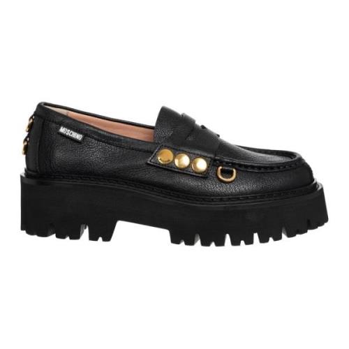 Casual Instap Schoenen Effen Kleur Moschino , Black , Dames