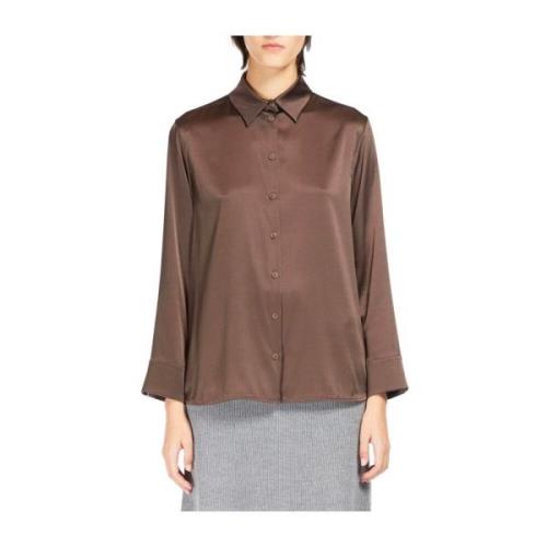 Zijden Stretch Shirt Elegante Stijl Max Mara , Brown , Dames