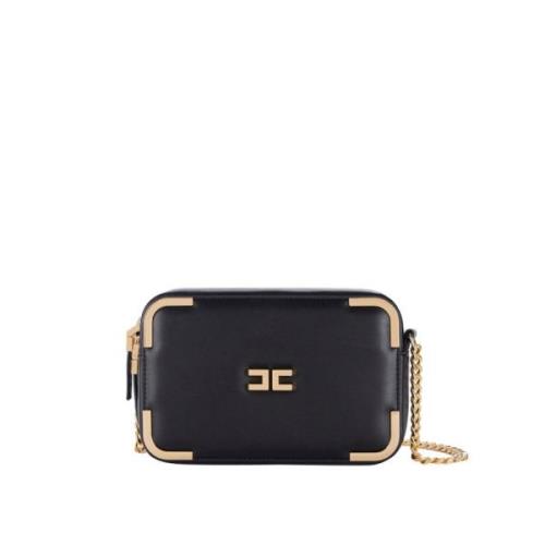 Zwarte schoudertas met kettingriem Elisabetta Franchi , Black , Dames