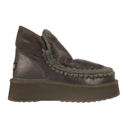 Platform Eskimo Laars in Metallic Zwart Mou , Brown , Dames