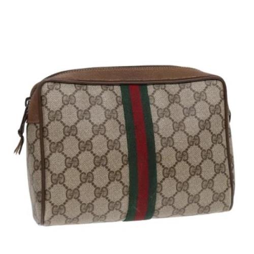 Pre-owned Leather clutches Gucci Vintage , Beige , Dames