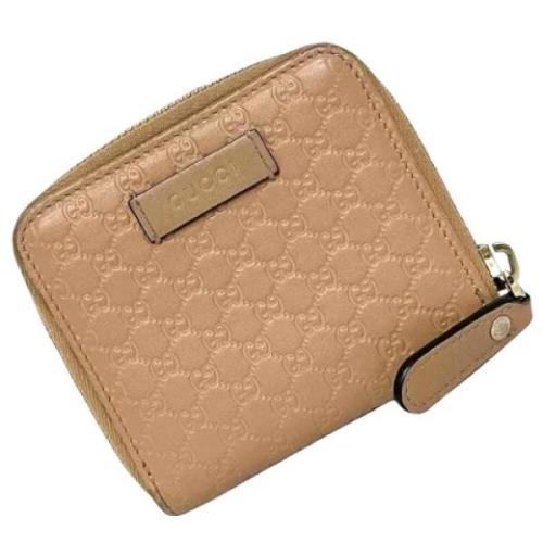 Pre-owned Leather wallets Gucci Vintage , Beige , Dames