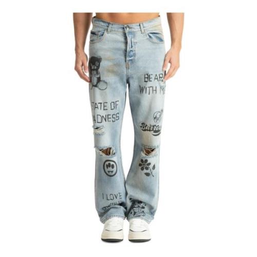 Abstract Multicolor Jeans met Logo Barrow , Blue , Heren