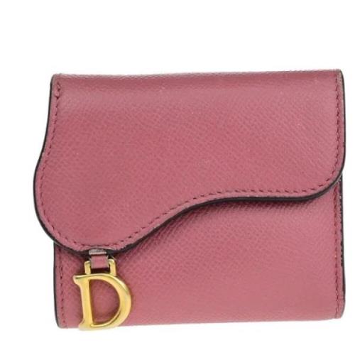 Pre-owned Leather wallets Dior Vintage , Pink , Dames