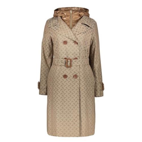 Logo Jacquard Gewatteerde Trenchcoat Herno , Beige , Dames