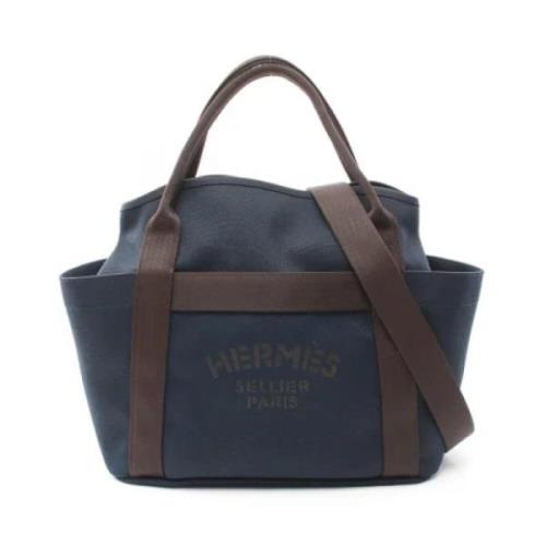 Pre-owned Leather totes Hermès Vintage , Blue , Dames