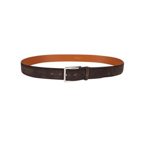 Donkerbruine Leren Riem Santoni , Brown , Heren