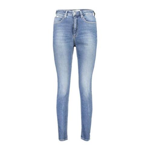 High Rise Skinny Jeans met Gewassen Effect Calvin Klein , Blue , Dames