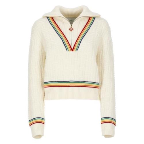 Ivoor Merino Wol Gevlochten Sweater Casablanca , Beige , Dames