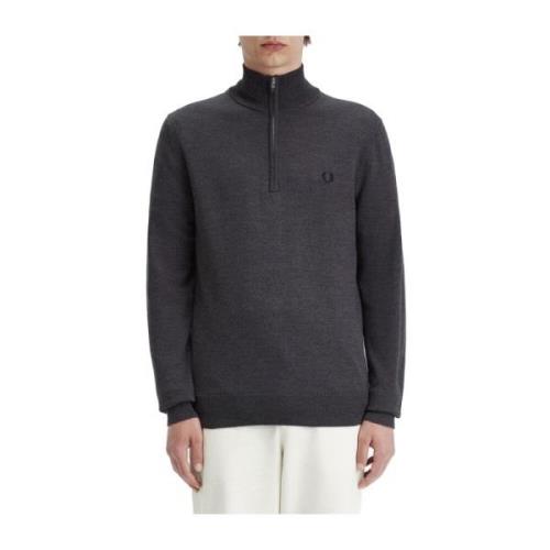 Klassieke Half Zip Merino Wol Trui Fred Perry , Gray , Heren